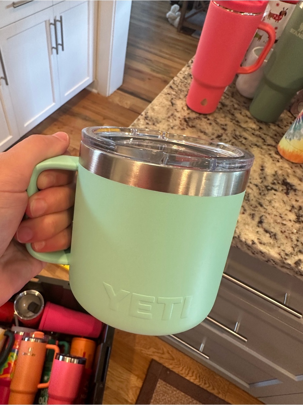 Yeti Mint Green Insulated Handle Mug with Clear Lid